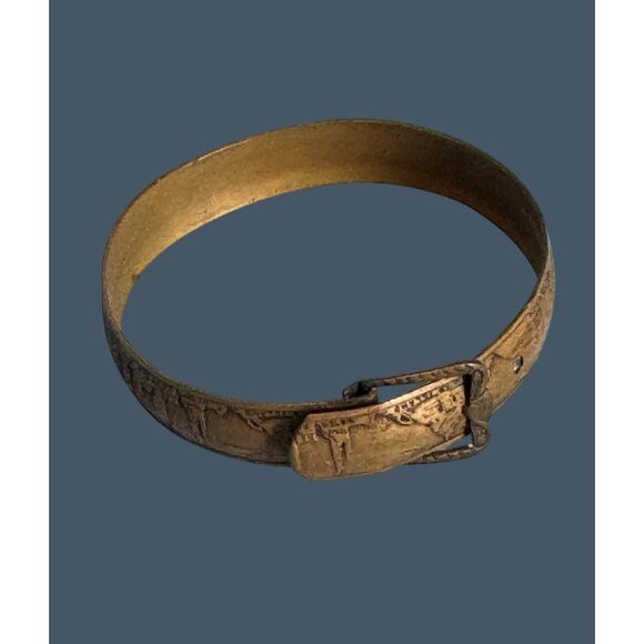 1933 World's Fair Jewelry - 1933 Worlds Fair Etched Brass Childs Bracelet 5.5"  Vintage Collectible